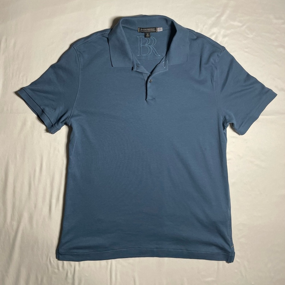 Banana Republic Shirt Mens Medium Blue Luxury Touch Performance Polo